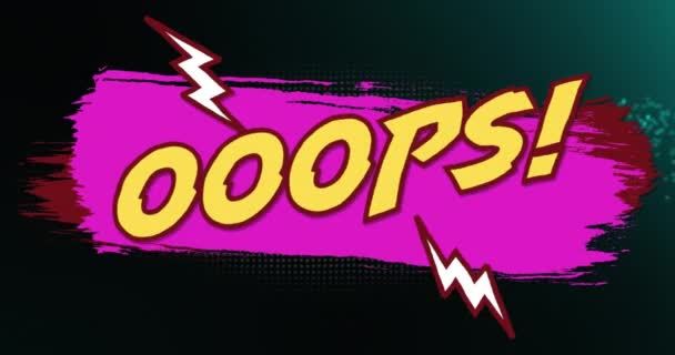 Animatie Van Ooops Tekst Lichte Paden Zwarte Achtergrond Concept Van — Stockvideo