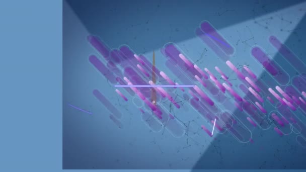 Анимация Фиолетовых Световых Траекторий Размах Нависающий Над Звездой Голубом Фоне — стоковое видео