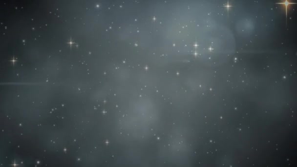 Animación Brillantes Estrellas Navideñas Manchas Parpadeando Fondo Del Cielo Nocturno — Vídeo de stock