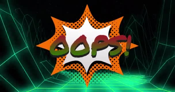 Animace Oops Textu Přes Digitální Hory Černém Pozadí Sociální Média — Stock video