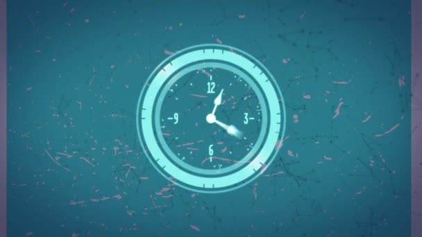 Animación Del Escáner Con Esfera Reloj Sobre Redes Conexiones Sobre — Vídeos de Stock