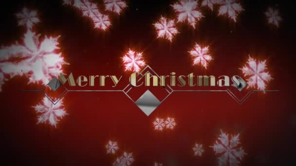 背景に降る装飾や雪の上にクリスマスの挨拶のアニメーション クリスマス お祝いのコンセプトをデジタルで — ストック動画