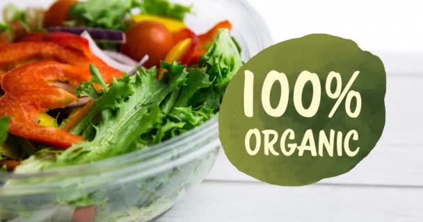 Animation Texte 100 Organique Vert Sur Salade Légumes Bio Frais — Video