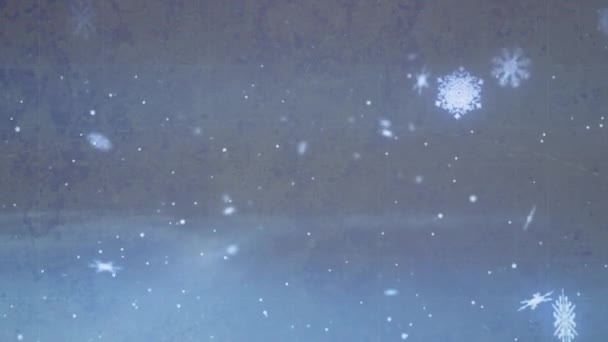 Animación Copos Nieve Navideños Cayendo Sobre Fondo Azul Navidad Tradición — Vídeos de Stock