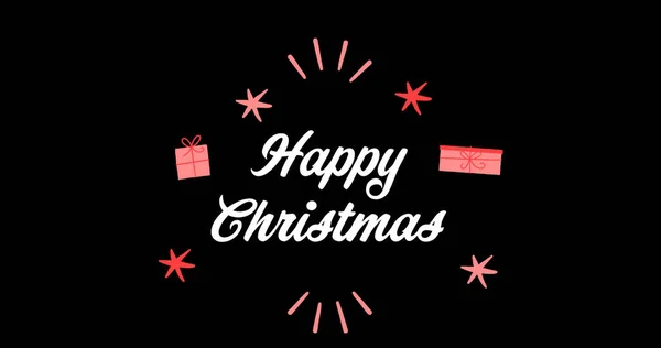 Bild Von Glücklichen Weihnachten Text Auf Schwarzem Hintergrund Weihnachten Winter — Stockfoto