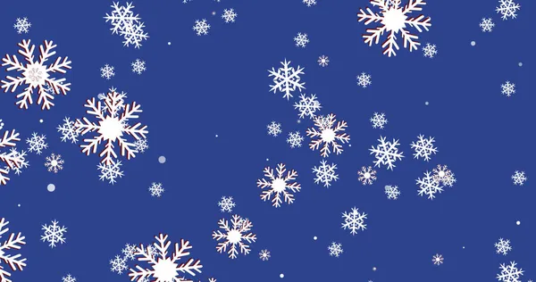 Image Snow Falling Christmas Blue Background Christmas Winter Tradition Celebration — Stock Photo, Image