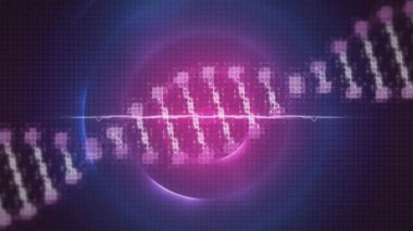 Mor dairelerin üzerinde DNA iplikçiklerinin canlandırılması. küresel iş, bağlantılar, ağlar ve veri işleme kavramı dijital olarak oluşturulmuş video.