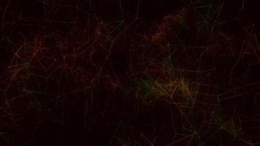 Siyah arkaplan üzerinde yeşil ışık izlerinin canlandırılması. küresel bağlantılar ve ağ konsepti dijital olarak oluşturulmuş video.
