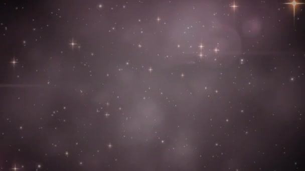 Animación Estrellas Navideñas Moviéndose Sobre Humo Luces Bokeh Sobre Fondo — Vídeo de stock