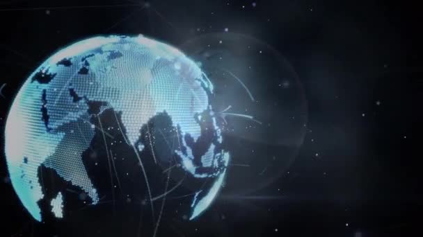 つながりのネットワークを持つ地球のアニメーション 世界的なネットワークと接続の概念はデジタルで生成され — ストック動画