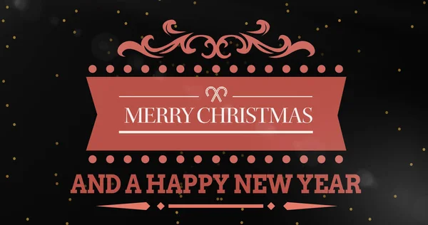 Merry Christmas Happy New Year Text Banner Yellow Spots Floating — Stock Photo, Image