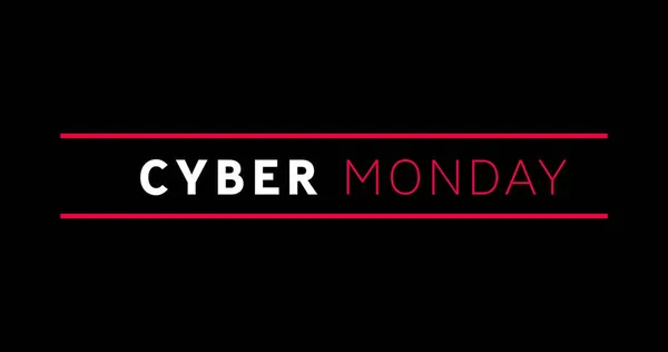 Image White Red Cyber Monday Text Appearing Black Screen — Stock Photo, Image