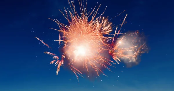 Digitales Bild Von Rotem Feuerwerk Das Blauen Himmel Explodiert — Stockfoto