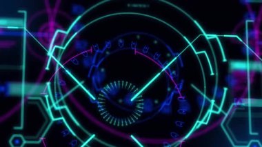 Kapsam taraması ve veri işleme animasyonu. küresel bağlantılar, veri işleme ve dijital arayüz konsepti dijital olarak oluşturulmuş video.