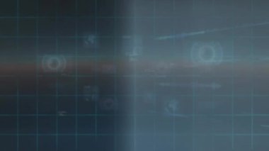 Kapsam taramaları ve veri işleme animasyonları. küresel bağlantılar, veri işleme ve dijital arayüz konsepti dijital olarak oluşturulmuş video.