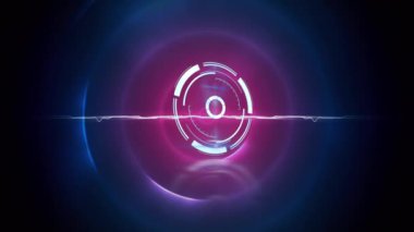 Mor daireleri tarayan mikroskobun animasyonu. küresel iş, bağlantılar, ağlar ve veri işleme kavramı dijital olarak oluşturulmuş video.
