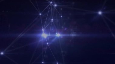 Parlak noktalarla bağlantılı ağların animasyonu. küresel ağlar ve bağlantılar konsepti dijital olarak oluşturulmuş video.