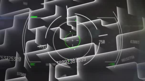Animace Snímání Rozsahu Zpracování Čísel Labyrintu Globální Připojení Zpracování Dat — Stock video