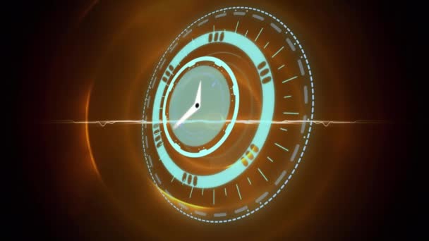 Анимация Масштаба Движения Часов Оранжевым Кругам Глобальный Бизнес Соединения Сети — стоковое видео
