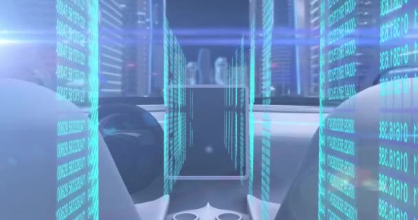 Biometrikus Ujjlenyomat Animáció Adatfeldolgozás Műszerfalon Önjáró Autóban Globális Technológia Adatfeldolgozás — Stock videók