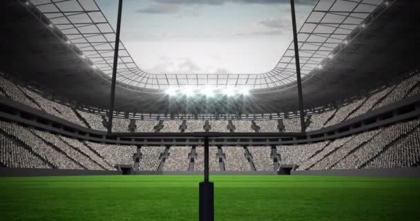 Animation American Football Goalposts Pitch Cloudy Sky Sports Stadium Sports — Stock Video