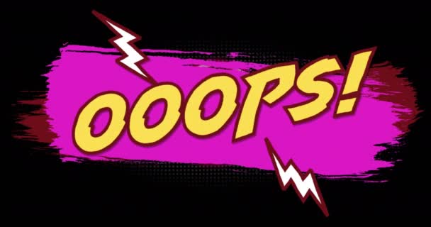 Animace Oops Textu Přes Neonové Kruhy Černém Pozadí Sociální Média — Stock video