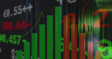Bilgisayar sunucularının yeşil ışıkları üzerinden veri işleme ve istatistiklerin kaydı. veri işleme, bulut hesaplama konsepti ve teknoloji konsepti dijital olarak oluşturulmuş görüntü.