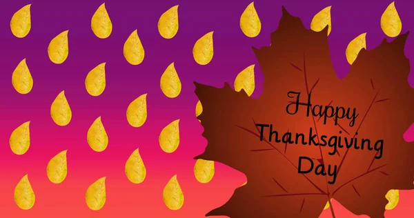 Imagem Texto Feliz Dia Ação Graças Sobre Folhas Outono Estações — Fotografia de Stock