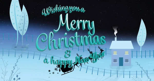 Imagem Feliz Texto Natal Sobre Cenário Inverno Natal Inverno Tradição — Fotografia de Stock
