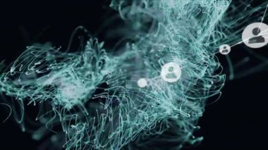 Yeşil ağ üzerinden dijital insan simgeleriyle bağlantı ağının animasyonu. çevrimiçi bağlantılar, ağ oluşturma ve dijital arayüz konsepti dijital olarak oluşturulmuş video.