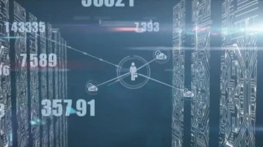 Bilgisayar devre kartından bağlantı ve veri işleme ağının animasyonu. küresel iletişim, veri işleme ve dijital arayüz kavramı, dijital olarak oluşturulmuş video.