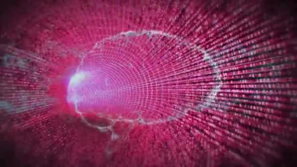 Animacja Ludzkiego Mózgu Nad Różowym Tunelem Cyfrowym Globalny Biznes Połączenia — Wideo stockowe