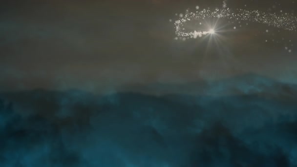 Animación Estrella Fugaz Nieve Cayendo Sobre Fondo Azul Invierno Navidad — Vídeo de stock