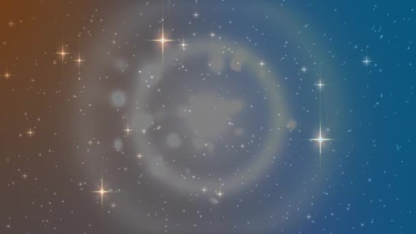 Animation Der Weihnachtsdekoration Mit Leuchtenden Sternen Und Sich Drehenden Kreisen — Stockvideo