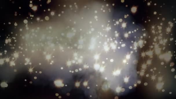 Анимация Светящихся Рождественских Огней Поднимающихся Над Дымом Черном Фоне Рождество — стоковое видео