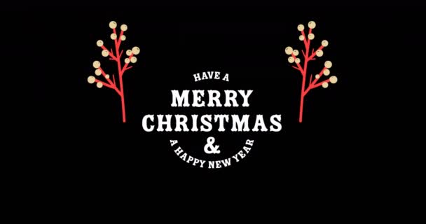 Siyah Arka Planda Mutlu Noeller Metni Animasyonu Noel Kış Gelenek — Stok video
