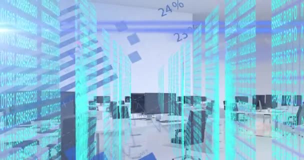 Animação Impressões Digitais Biométricas Processamento Dados Através Computadores Mesas Escritório — Vídeo de Stock