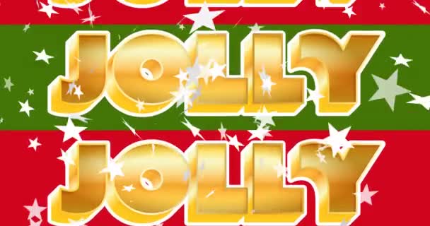 Animáció Karácsonyi Üdvözlet Csillagok Piros Zöld Csíkok Háttér Karácsony Hagyomány — Stock videók