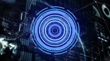 Dünya çapında tarama ve veri işleme alanının animasyonu. küresel iş, bağlantılar ve dijital arayüz konsepti dijital olarak oluşturulmuş video.