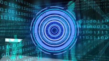 Dijital insanların taranması ve ikili kodlamanın animasyonu. küresel iş, bağlantılar ve dijital arayüz konsepti dijital olarak oluşturulmuş video.