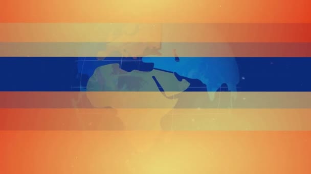 Animación Líneas Naranjas Sobre Globo Azul Fondo Azul Conexiones Globales — Vídeo de stock