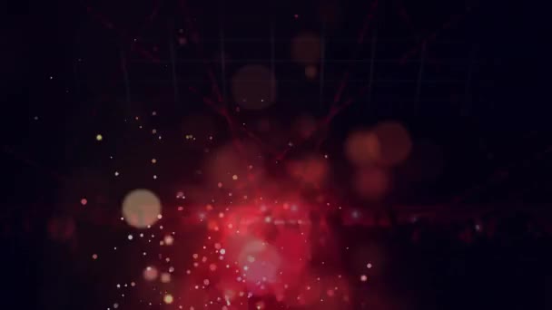 Анимация Красных Белых Точек Света Над Танцующей Толпой Празднование Вечеринка — стоковое видео