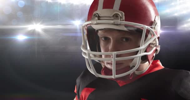 애니메이션 경기장에서 헬멧을 스포츠 축구의 디지털 비디오 — 비디오
