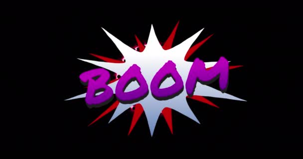 Animáció Boom Szöveg Neon Körök Fekete Háttér Közösségi Média Kommunikációs — Stock videók