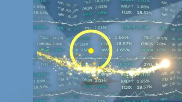 Animation Der Sternschnuppe Scanner Und Datenverarbeitung Auf Blauem Hintergrund Globale — Stockvideo