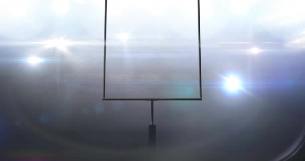 Animation Von American Football Torpfosten Und Bewölktem Himmel Flutlichtstadion Sport — Stockvideo