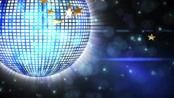 Animación Bola Disco Estrellas Sobre Fondo Negro Concepto Fiesta Celebración — Vídeo de stock