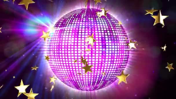 Animation Disco Ball Stars Black Background Party Celebration Concept Digitally — Stock Video