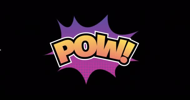 Animation Pow Text Sur Feux Artifice Sur Fond Noir Concept — Video