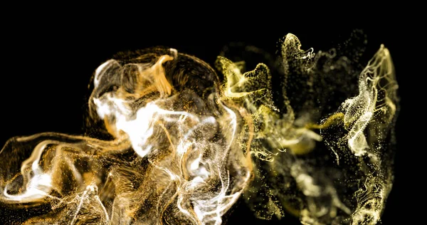 Image Yellow Orange White Particle Cloud Moving Black Background Movement — Stock Photo, Image